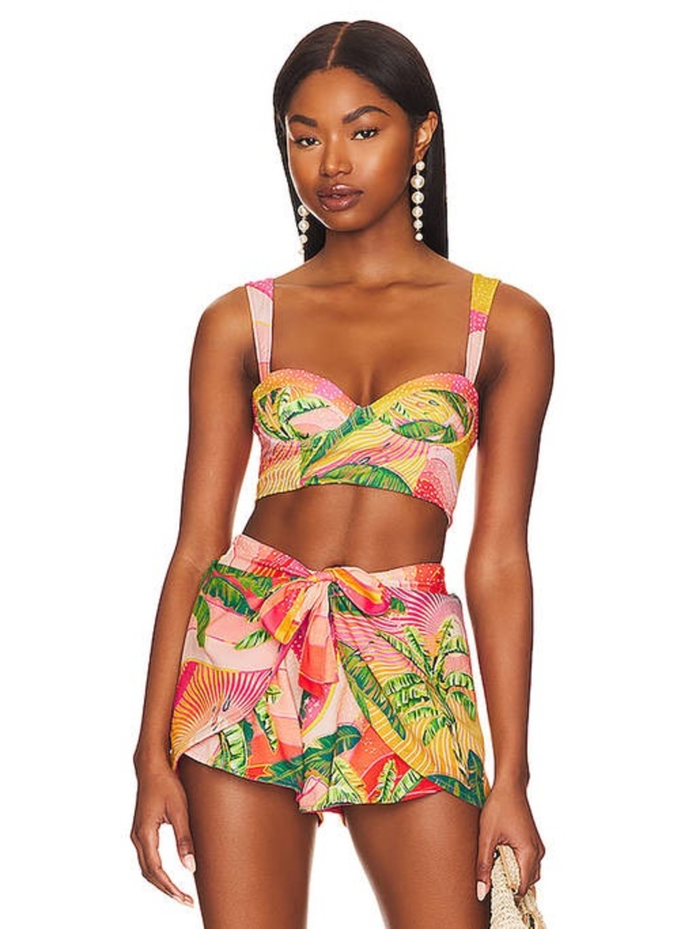 Revolve- by aguabendita top. Agua Bendita Pink & Yellow Tropical top